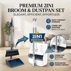 Broom Dust Tray Set with Long Handles